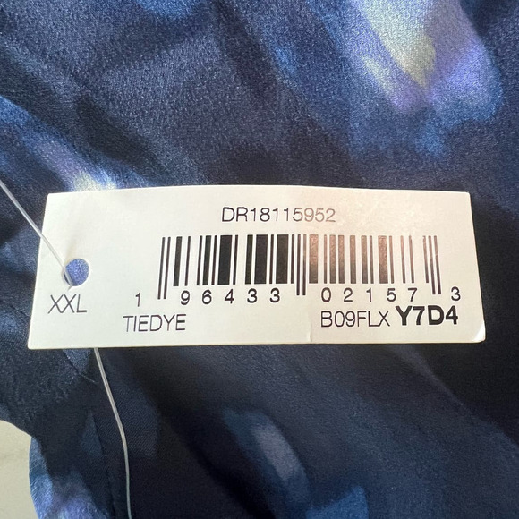 NWT Daily Ritual Mandarin Y-Neckline Pullover in Blue Tie Dye, size XXL - Picture 10 of 11